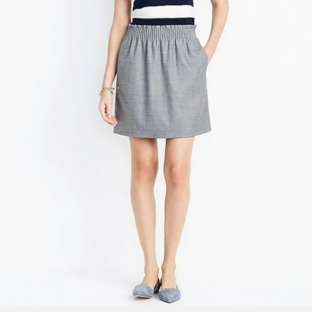 J. Crew Factory Sidewalk Paperbag Waist Wool Blend Skirt Gray Size 6